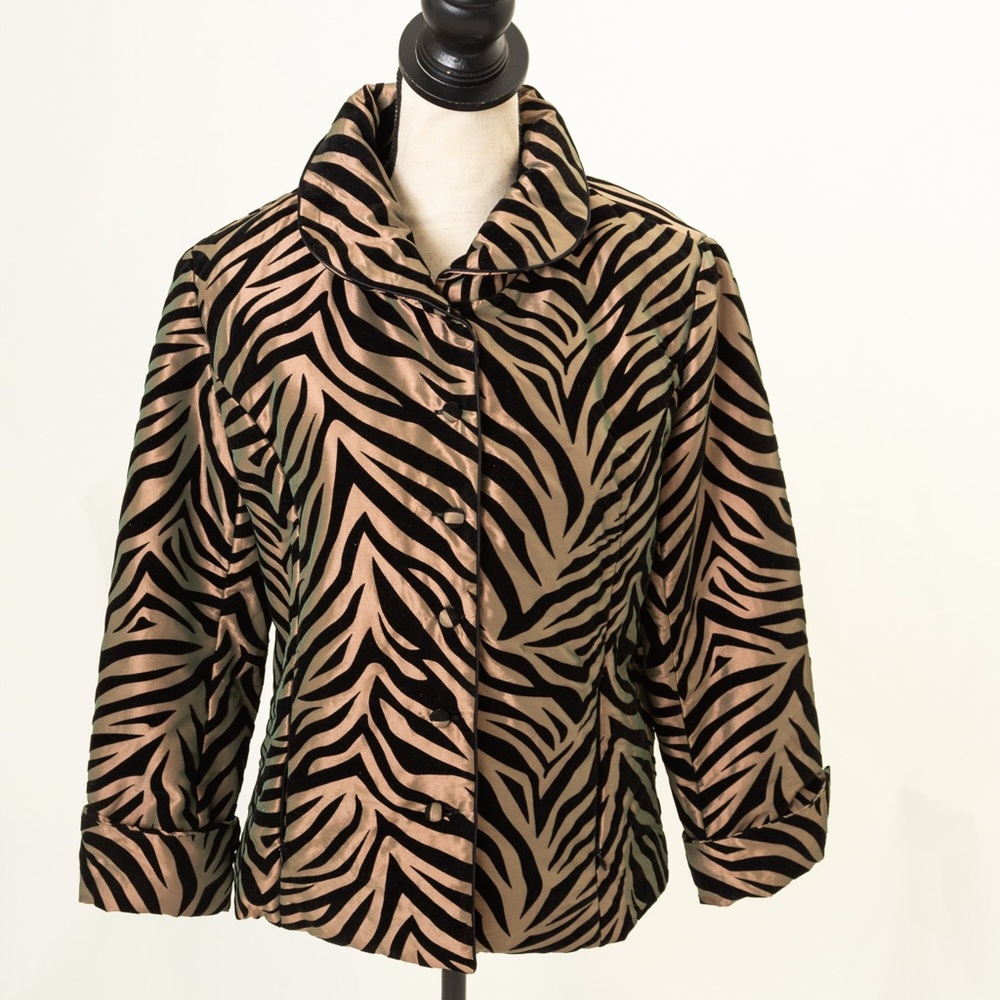 Zebra print jacket animal print jacket tan & black by UBU Small